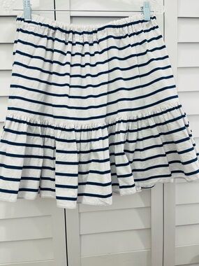 Kate Spade Striped Navy and White Ruffle Hem Skirt
